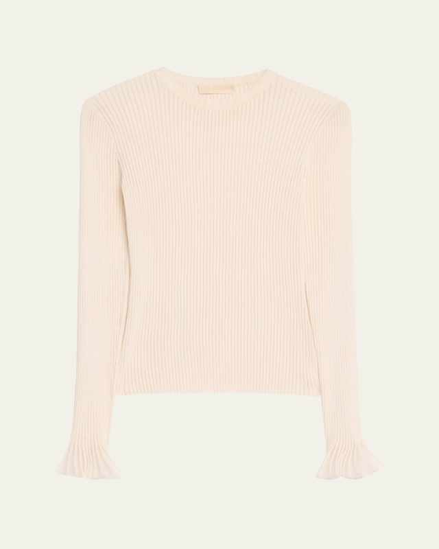 Aster Ribbed Ruffle-Cuff Top